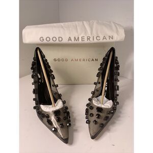 Good American Diamonds Forever Jeweled Emma Heel Sz 12 Light Smoke MSRP $250‎